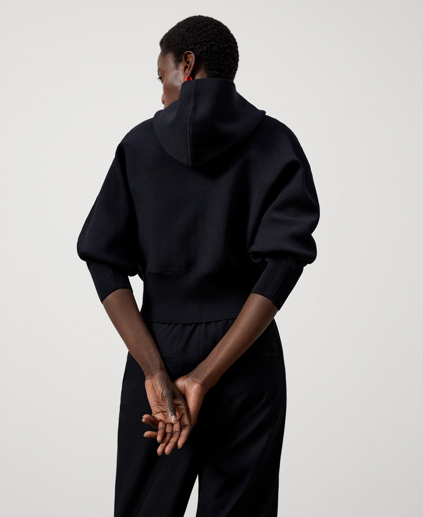 Black Viscose And Nylon Jacket