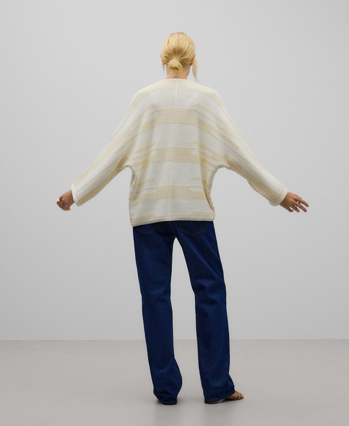 Ecru jacquard jacket woman in camel/ecru