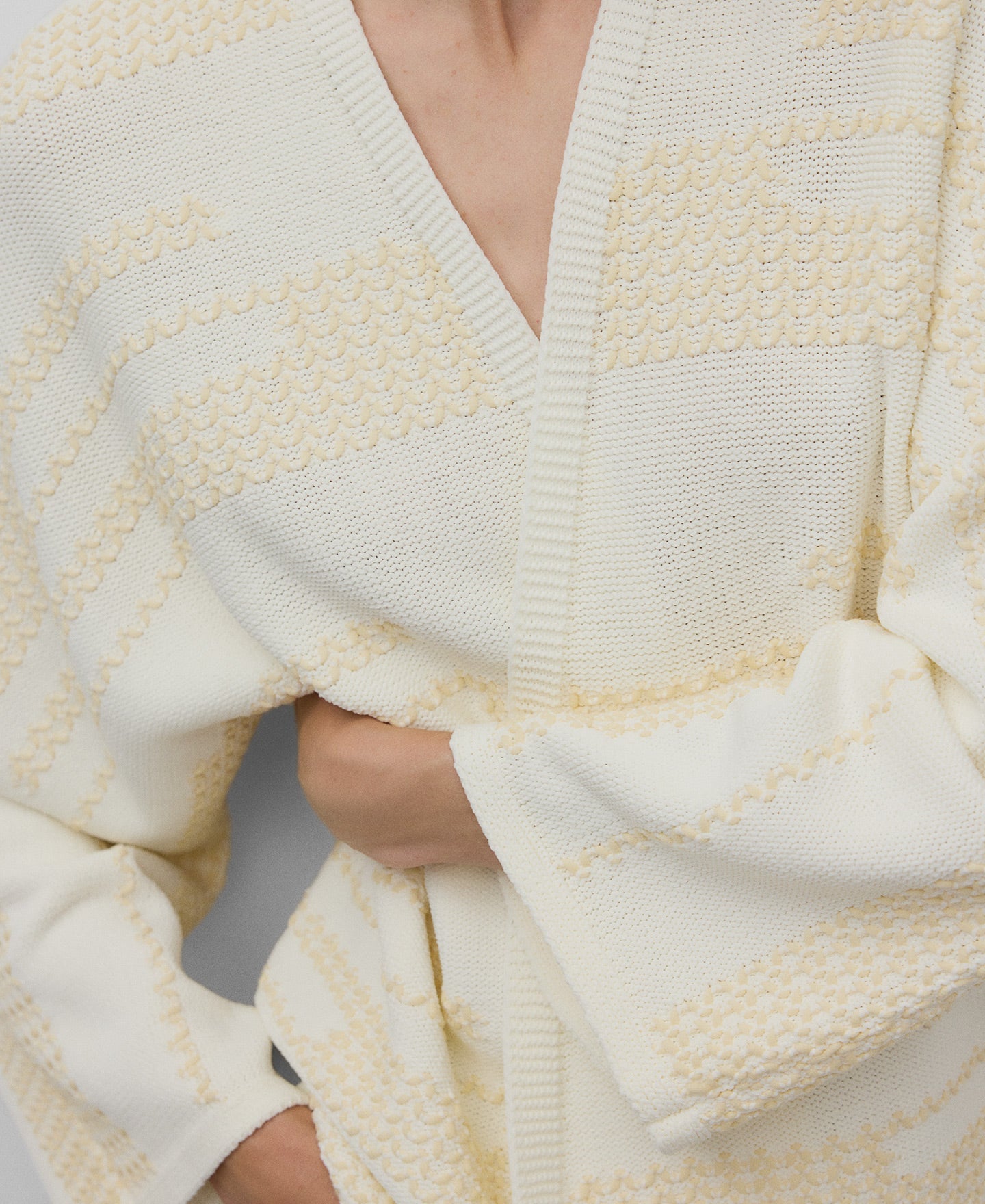 Ecru jacquard jacket woman in camel/ecru