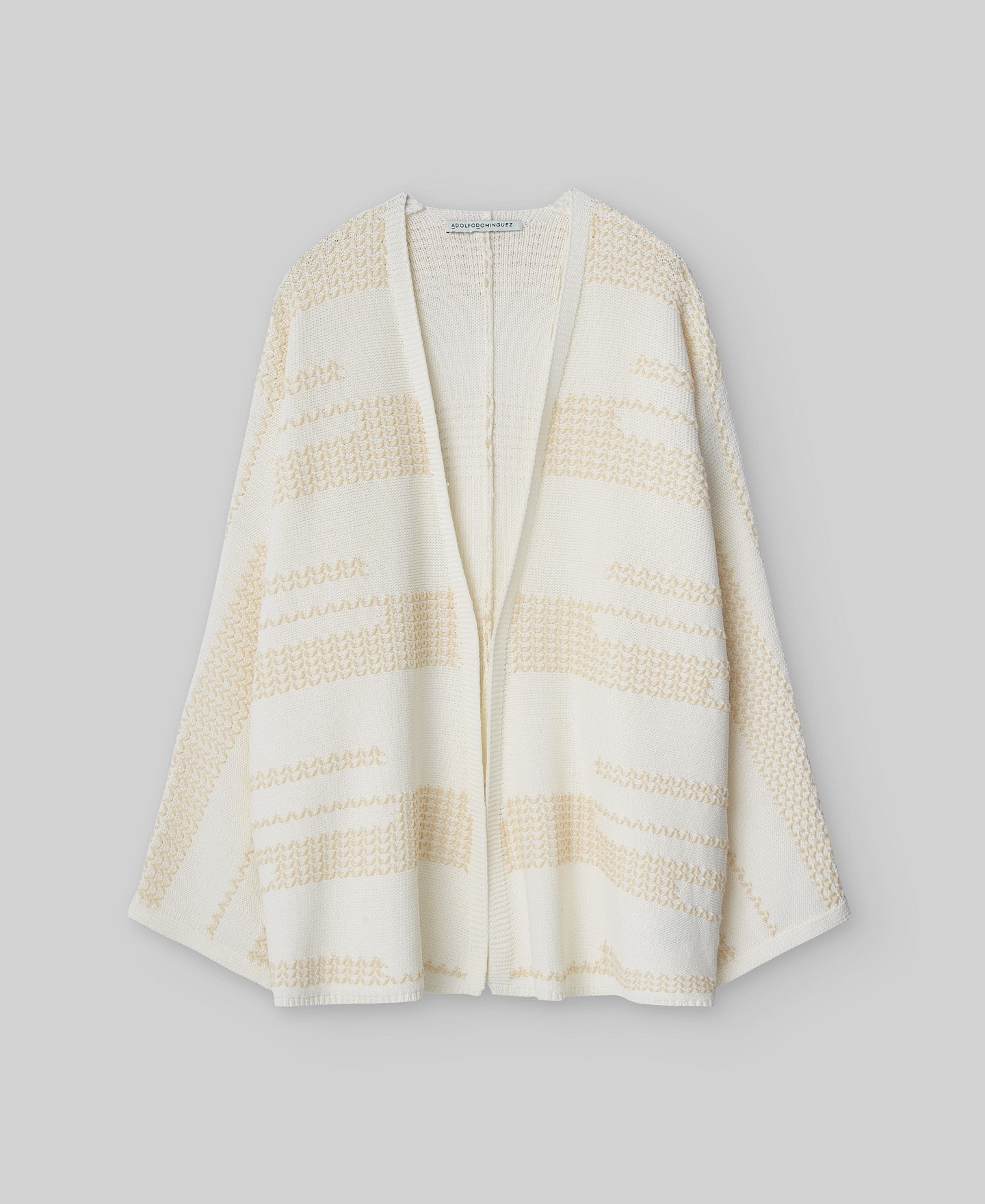 Ecru jacquard jacket woman in camel/ecru