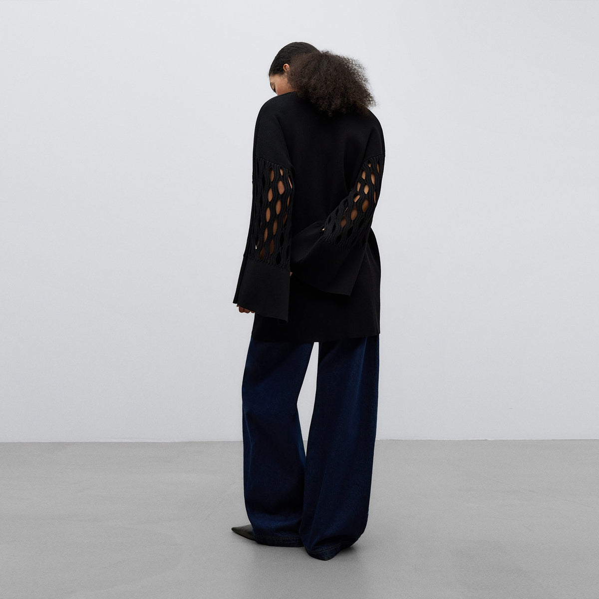 Black Kimono Jacket Intarsia