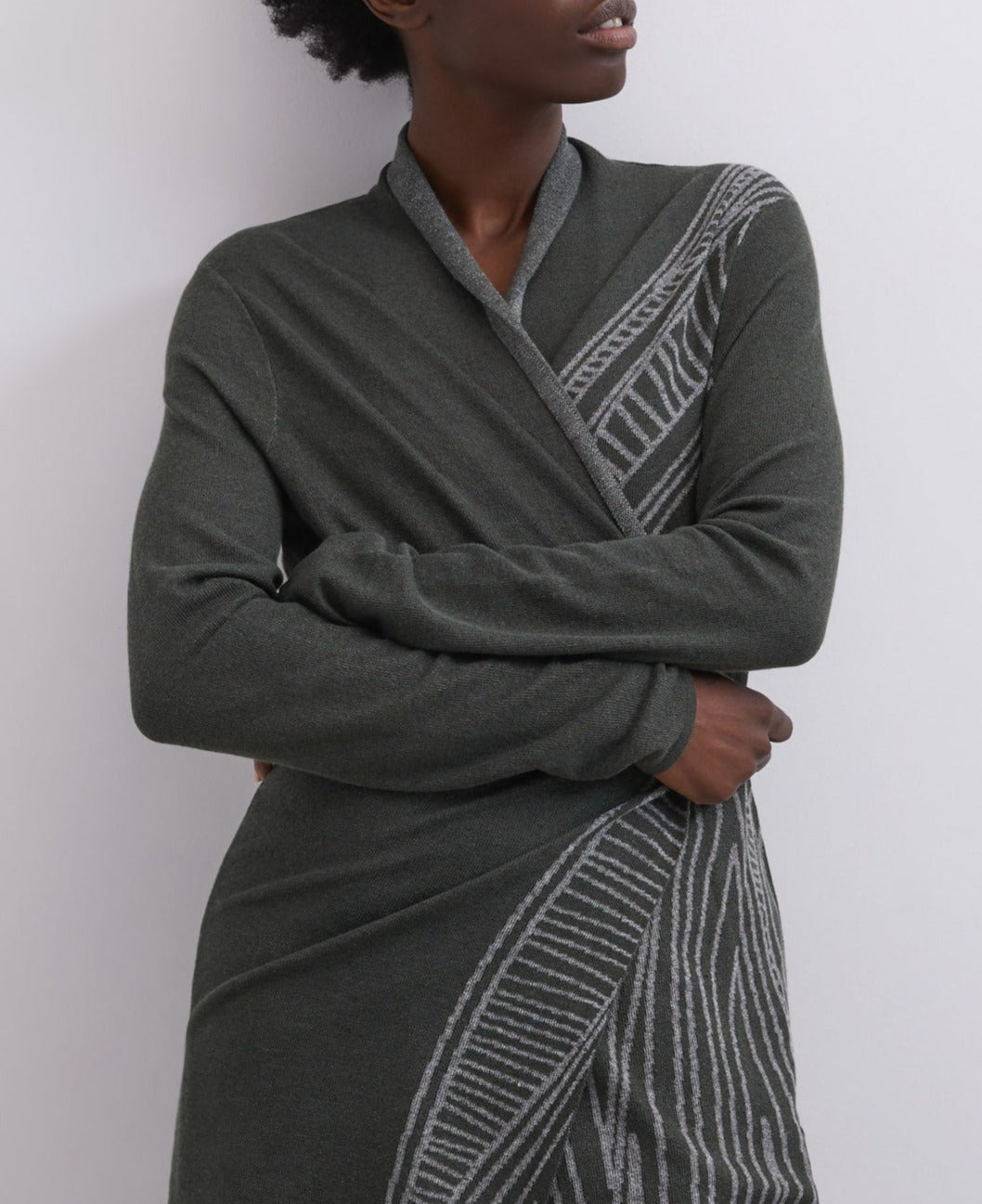 Green/Ecru Green Jacquard Knit Linen Jacket