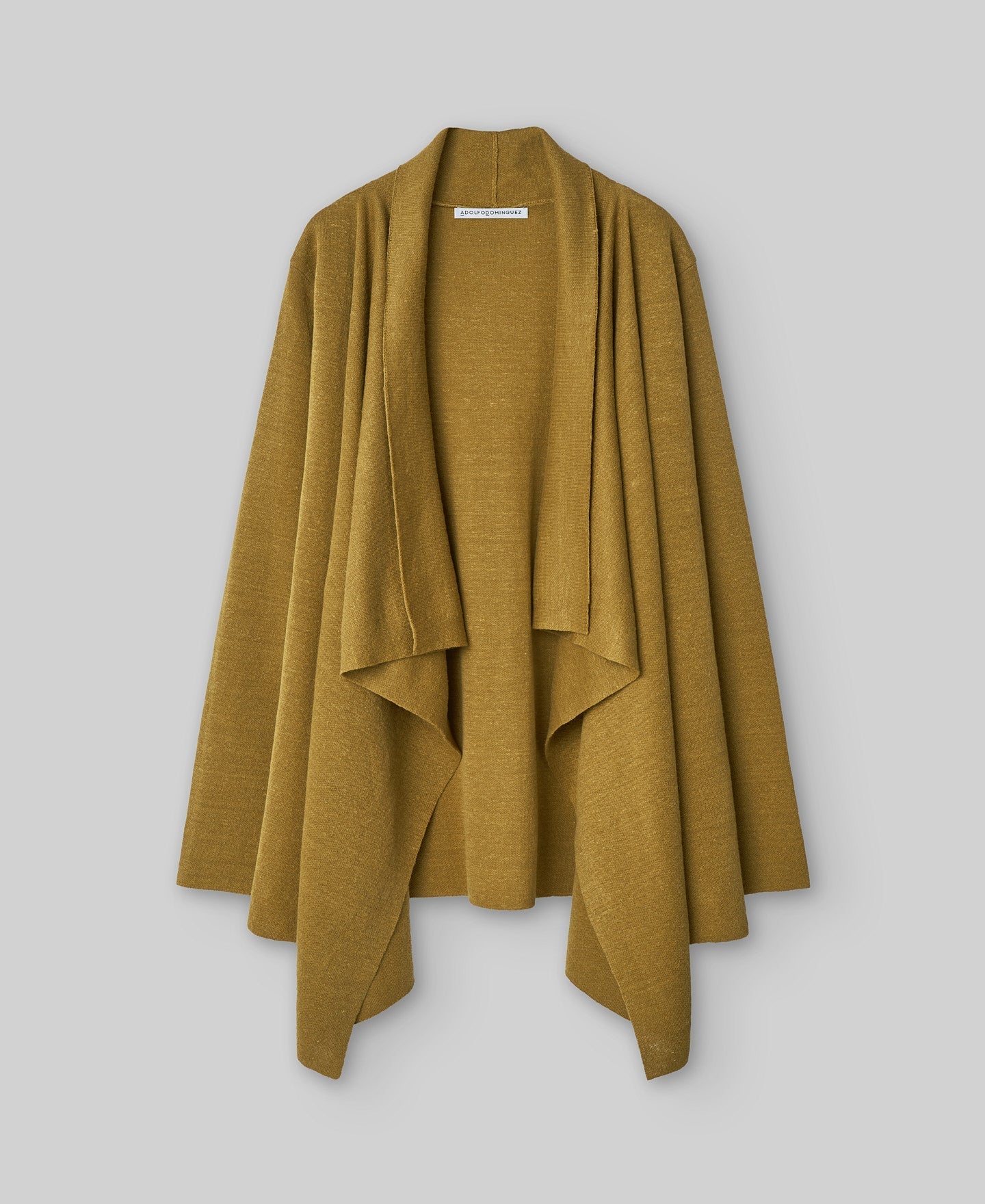 Knit asymmetrical jacket woman in olive green