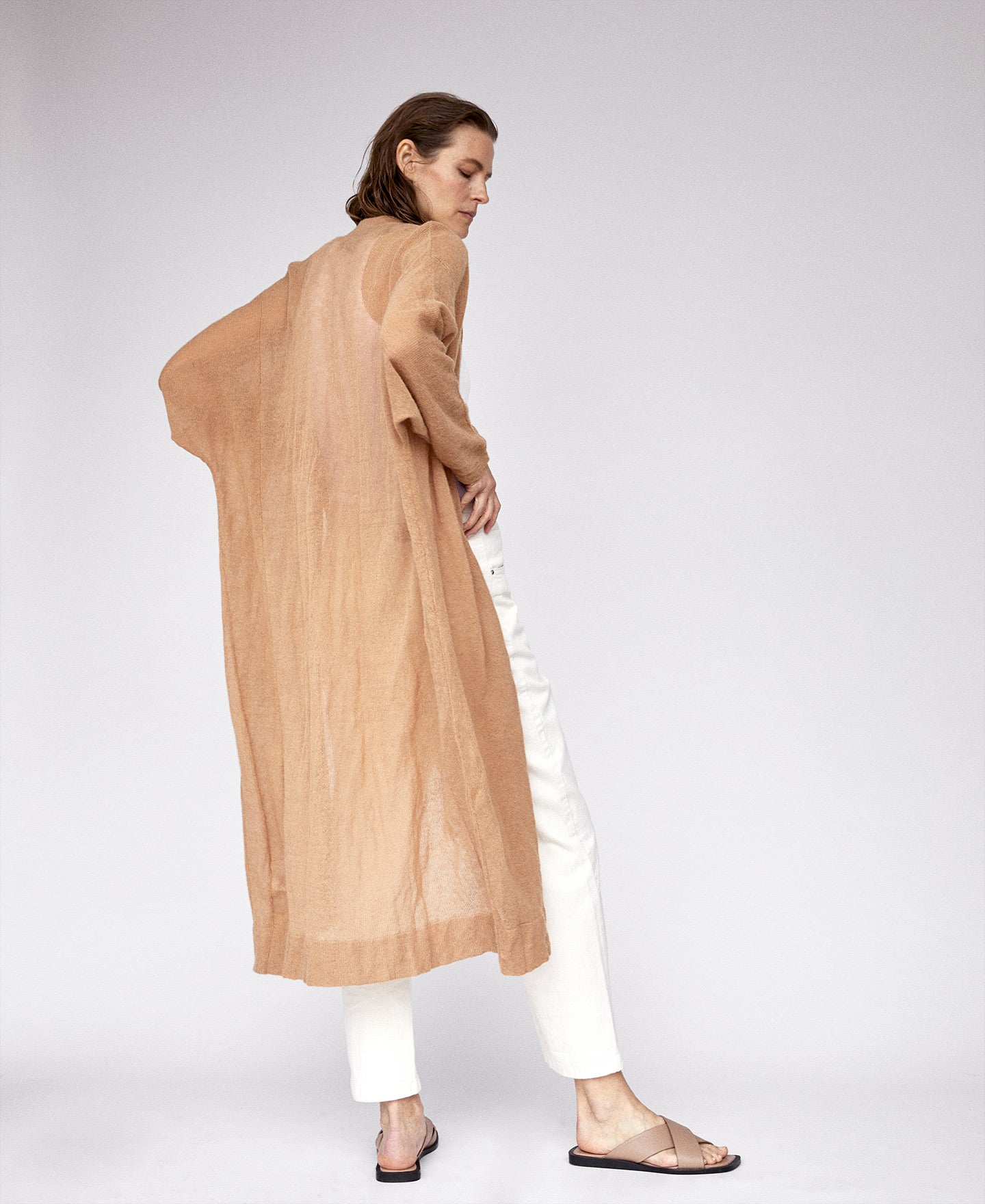 Camel Merino And Alpaca Long Cardigan