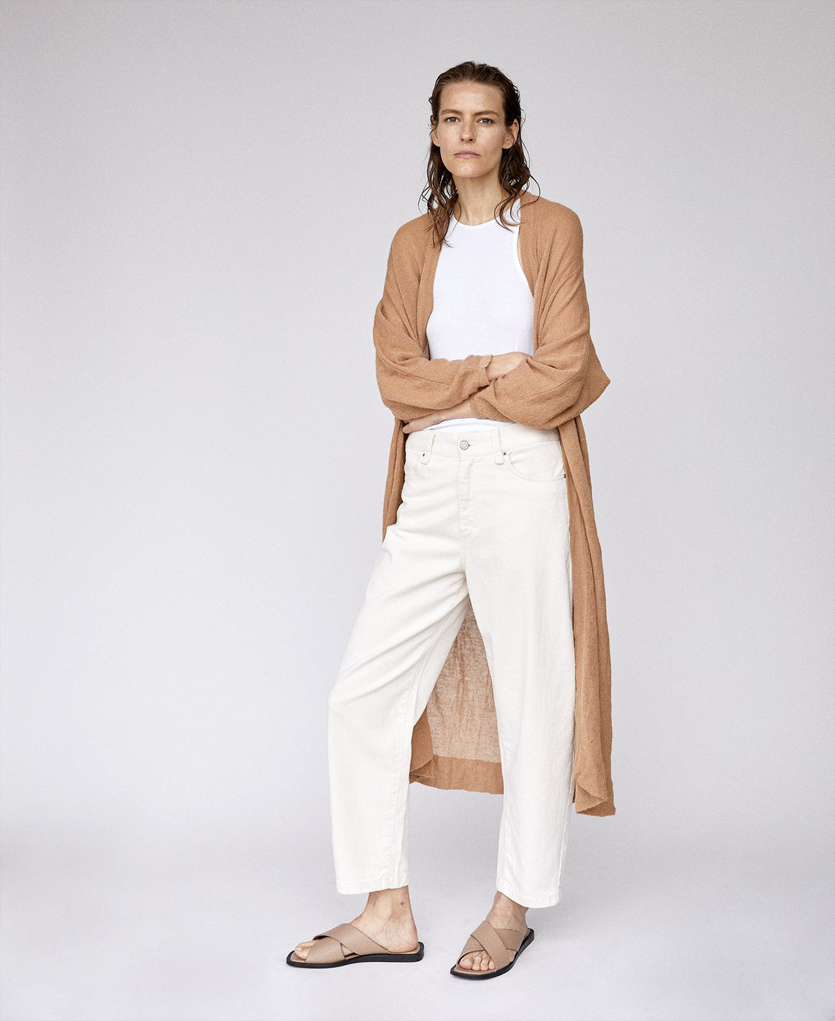 Camel Merino And Alpaca Long Cardigan