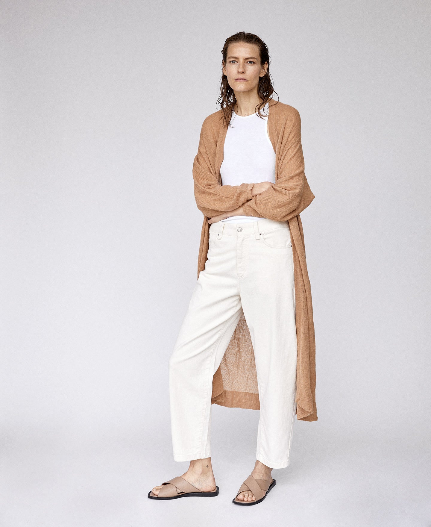 Camel Merino And Alpaca Long Cardigan