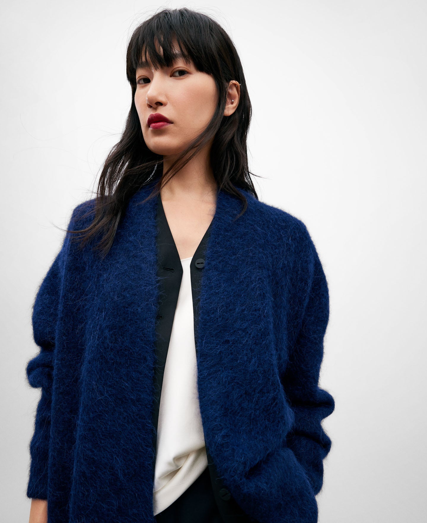 Long Knitted Jacket In Alpaca Fabric