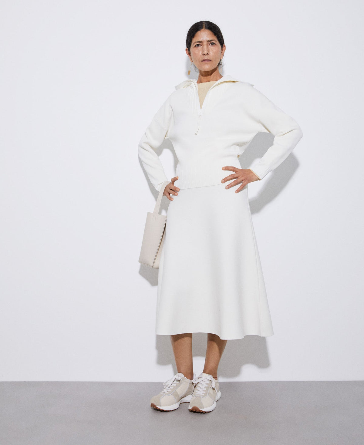 Ecru Viscose And Recycled Nylon Sweater