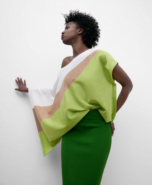 Square Intarsia Tricolour Sweater