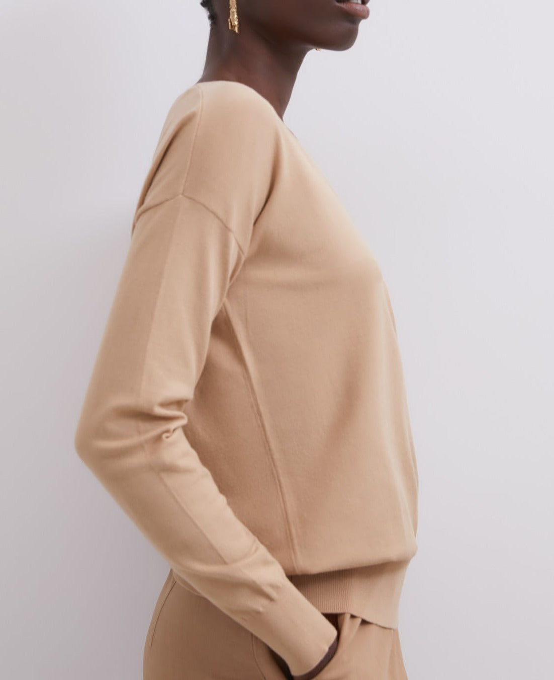 Camel Oval Neckline Sweater
