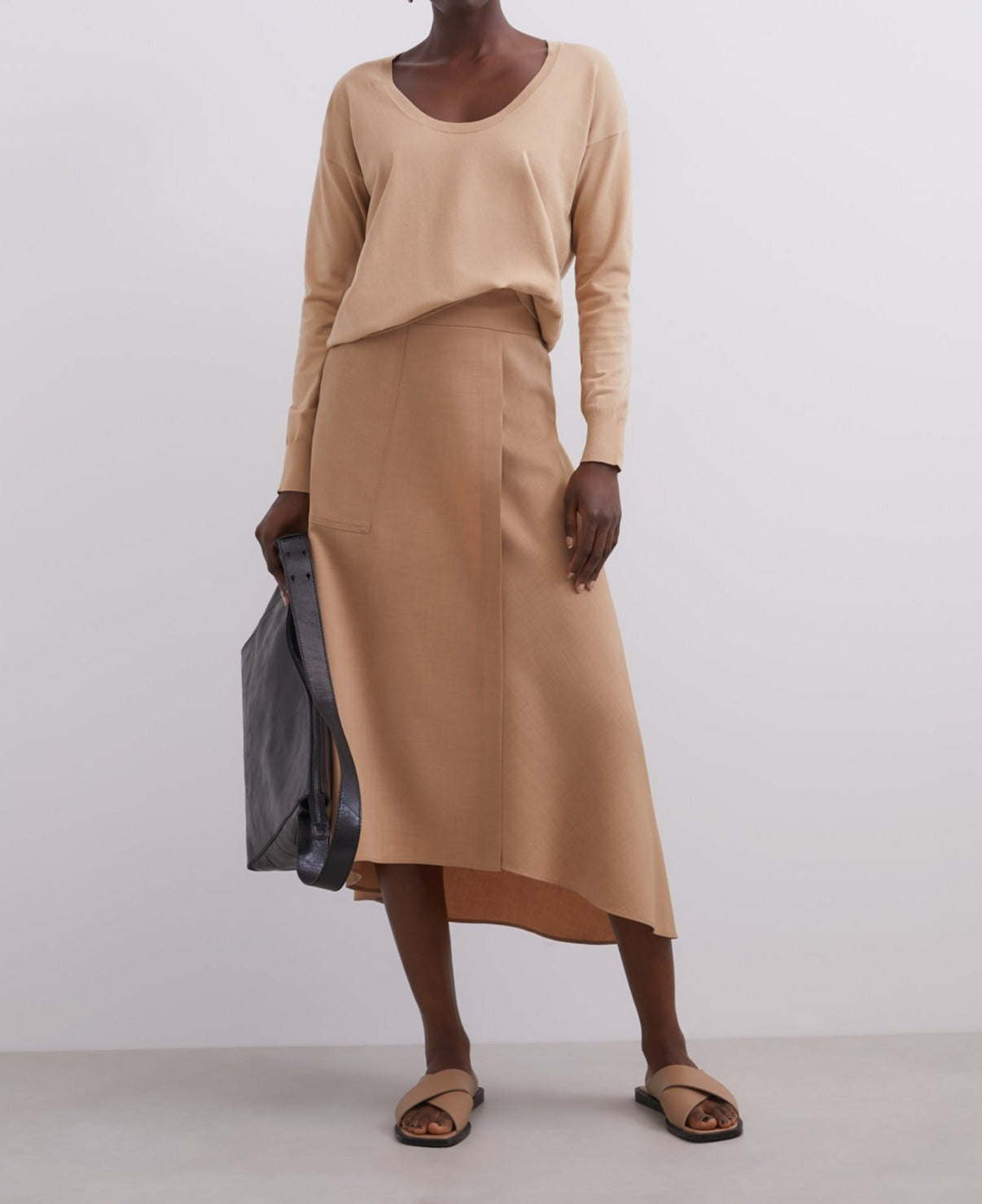 Camel Oval Neckline Sweater
