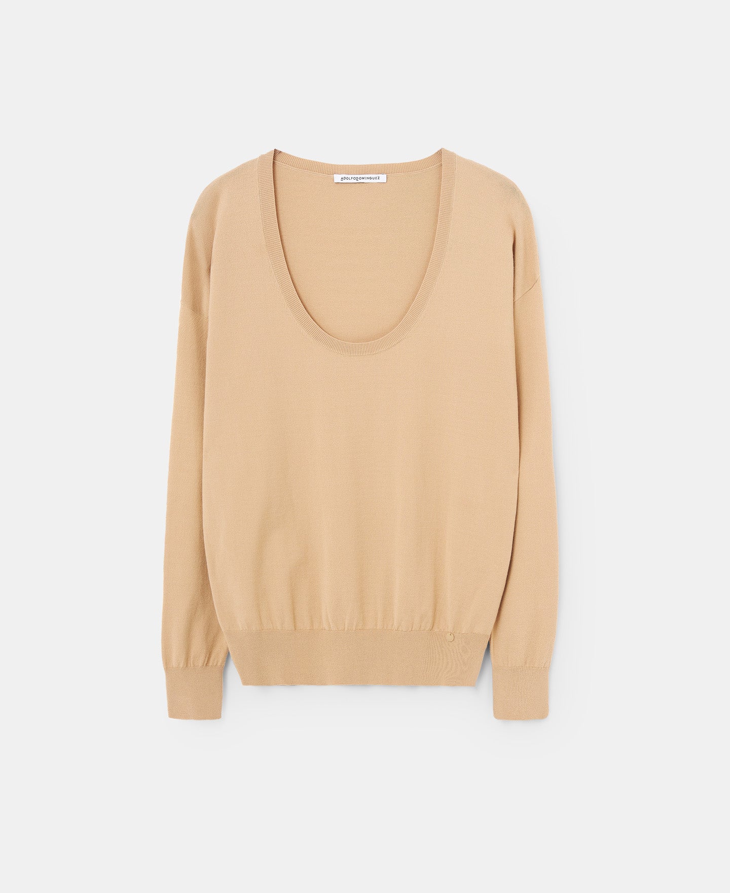Camel Oval Neckline Sweater