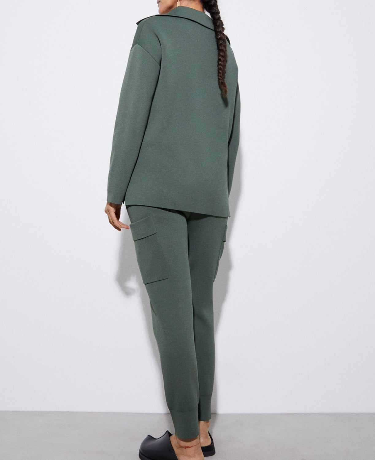 Green Nylon And Viscose Knitted Sweater