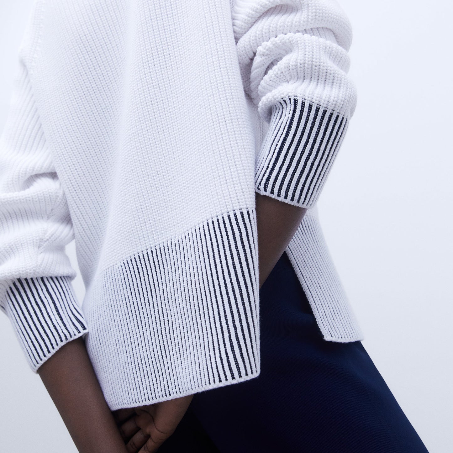 Perkins Collar Sweater - White