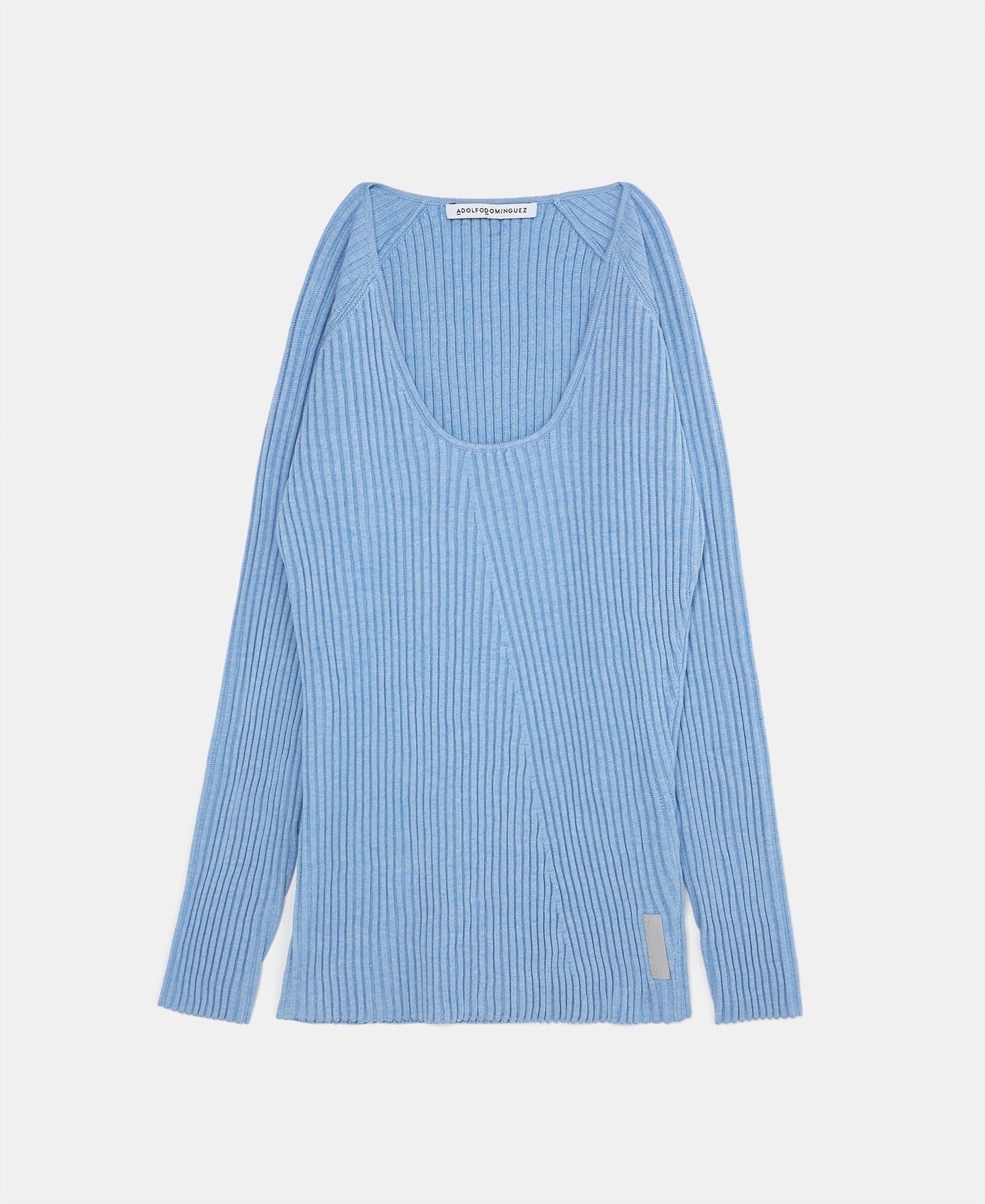 Light Blue Ribbed Round Neck Sweater