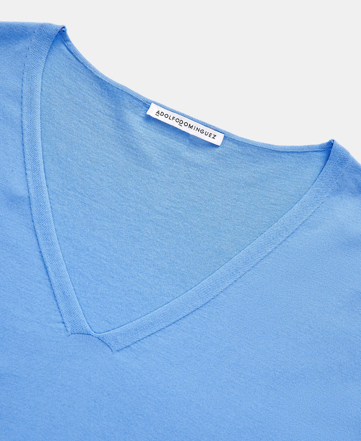 Blue Viscose Sweater With V-Neck