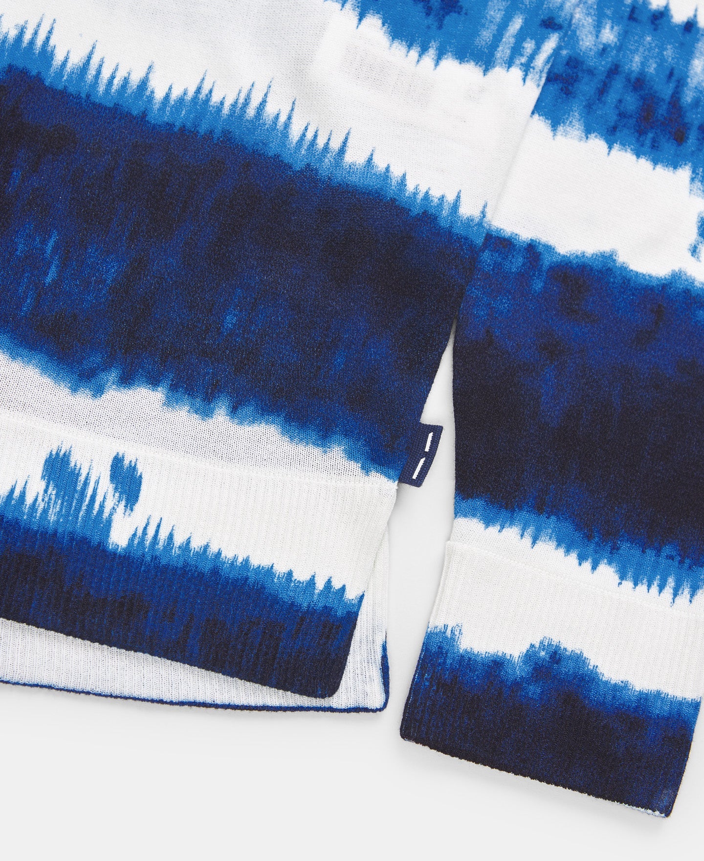 White/Blue Stripe V-Neck Viscose Printed Sweater