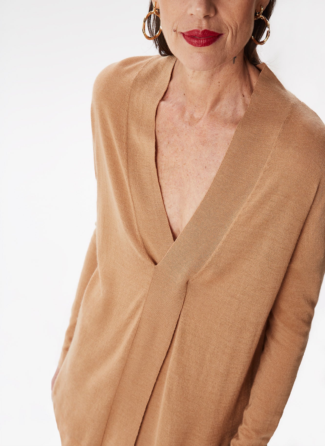 Camel Merino Wool Wide Sweater