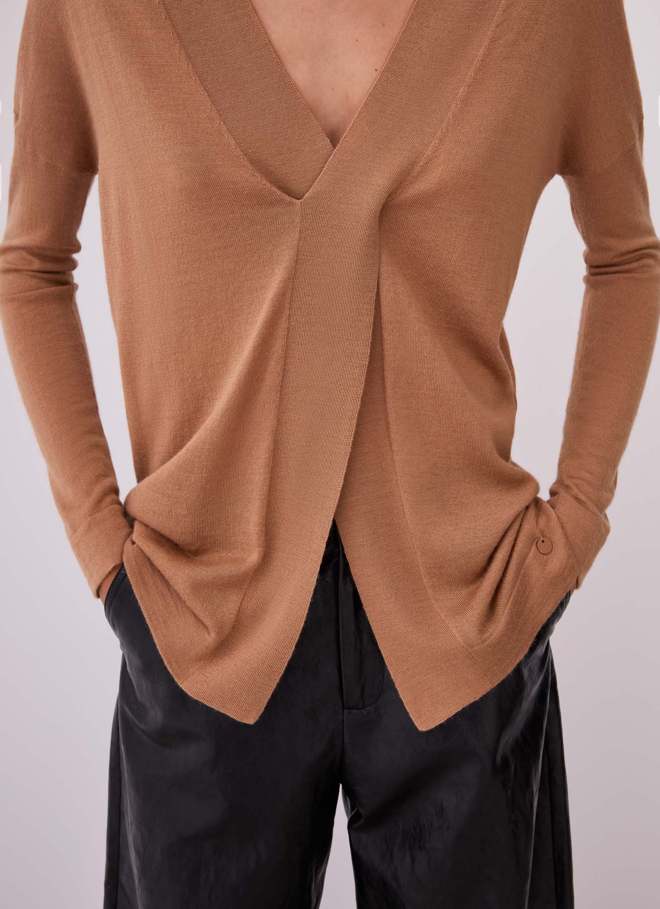 Camel Merino Wool Wide Sweater