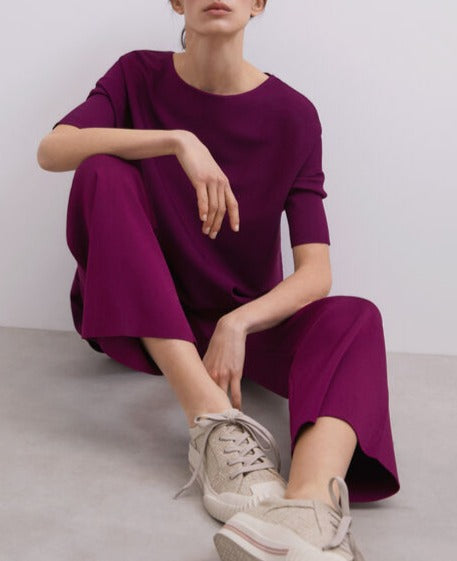 Deep Purple Viscose Bateau Neckline Sweater