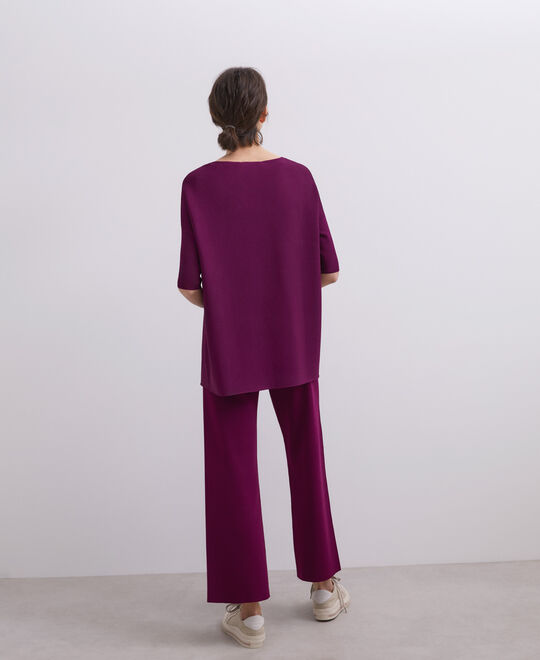Deep Purple Viscose Bateau Neckline Sweater