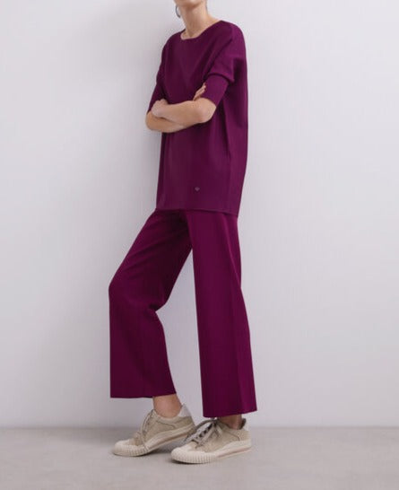 Deep Purple Viscose Bateau Neckline Sweater