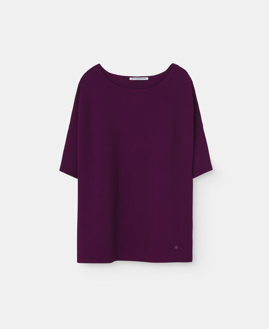 Deep Purple Viscose Bateau Neckline Sweater