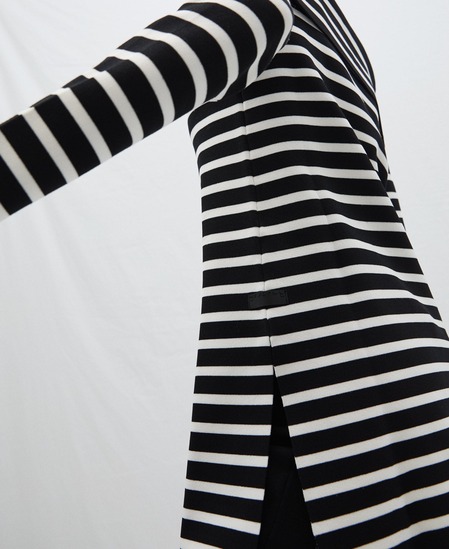 Black Striped Sweater With Straight Neckline