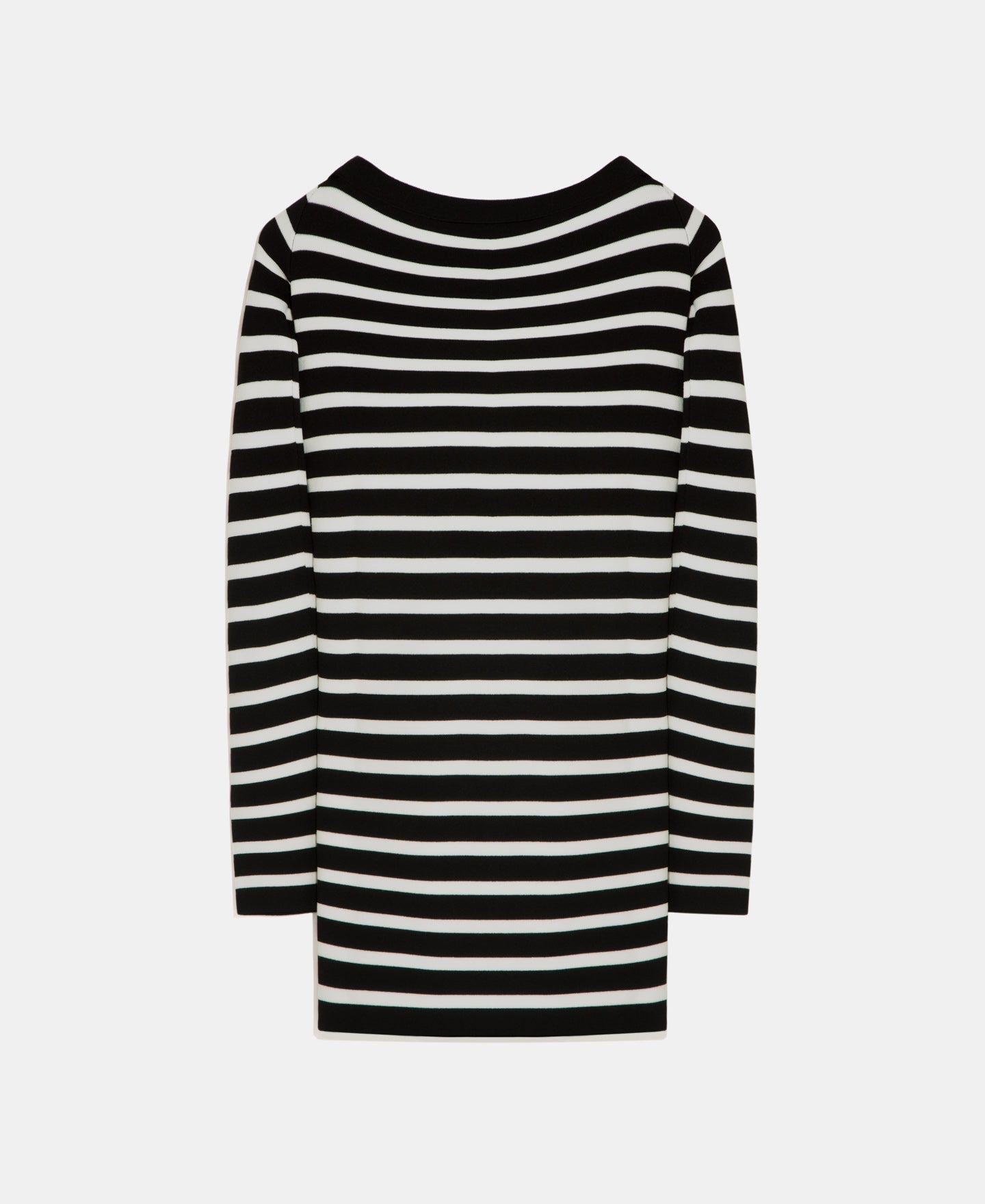 Black Striped Sweater With Straight Neckline
