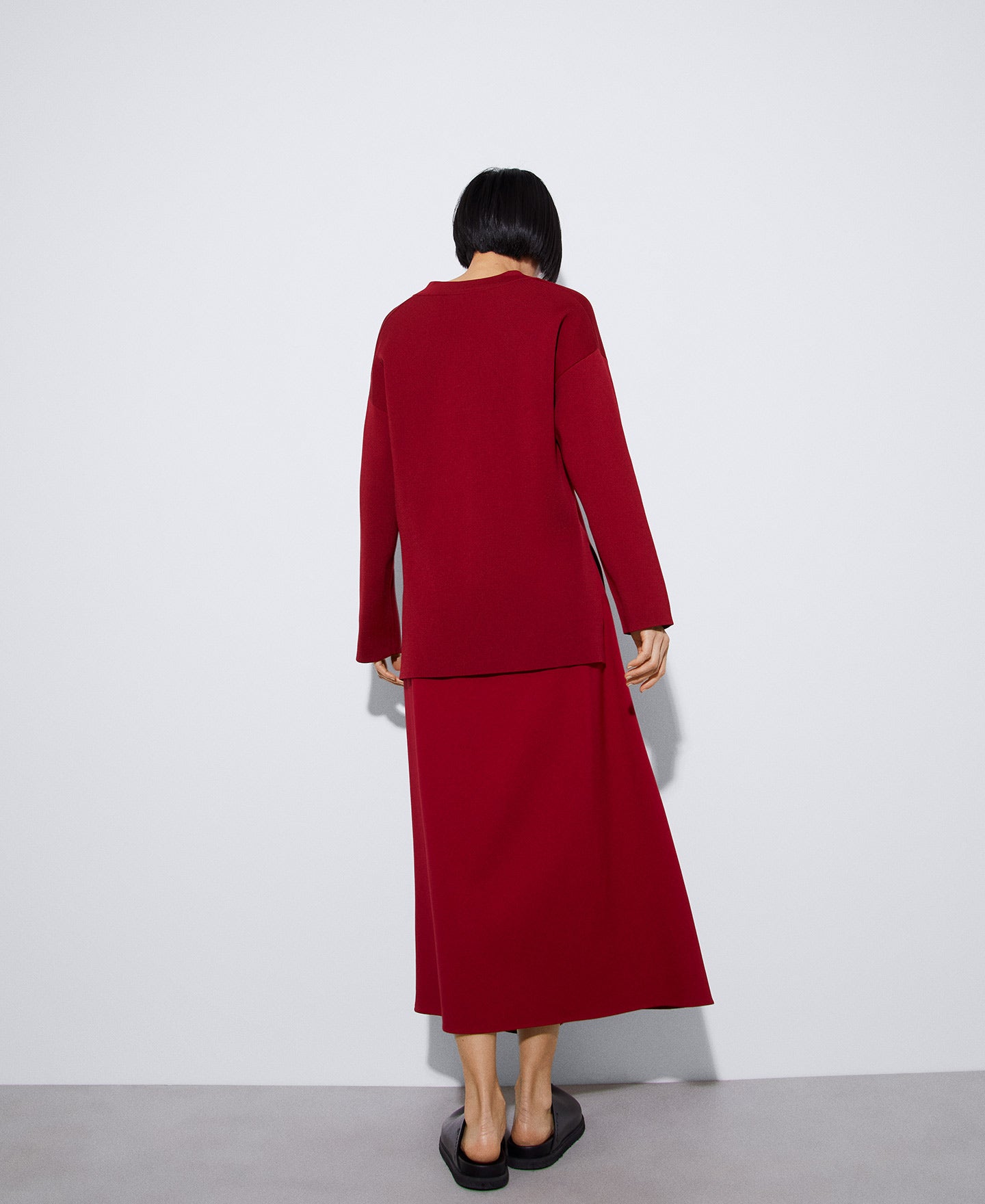 Red Recycled Nylon V-Neck Sweater