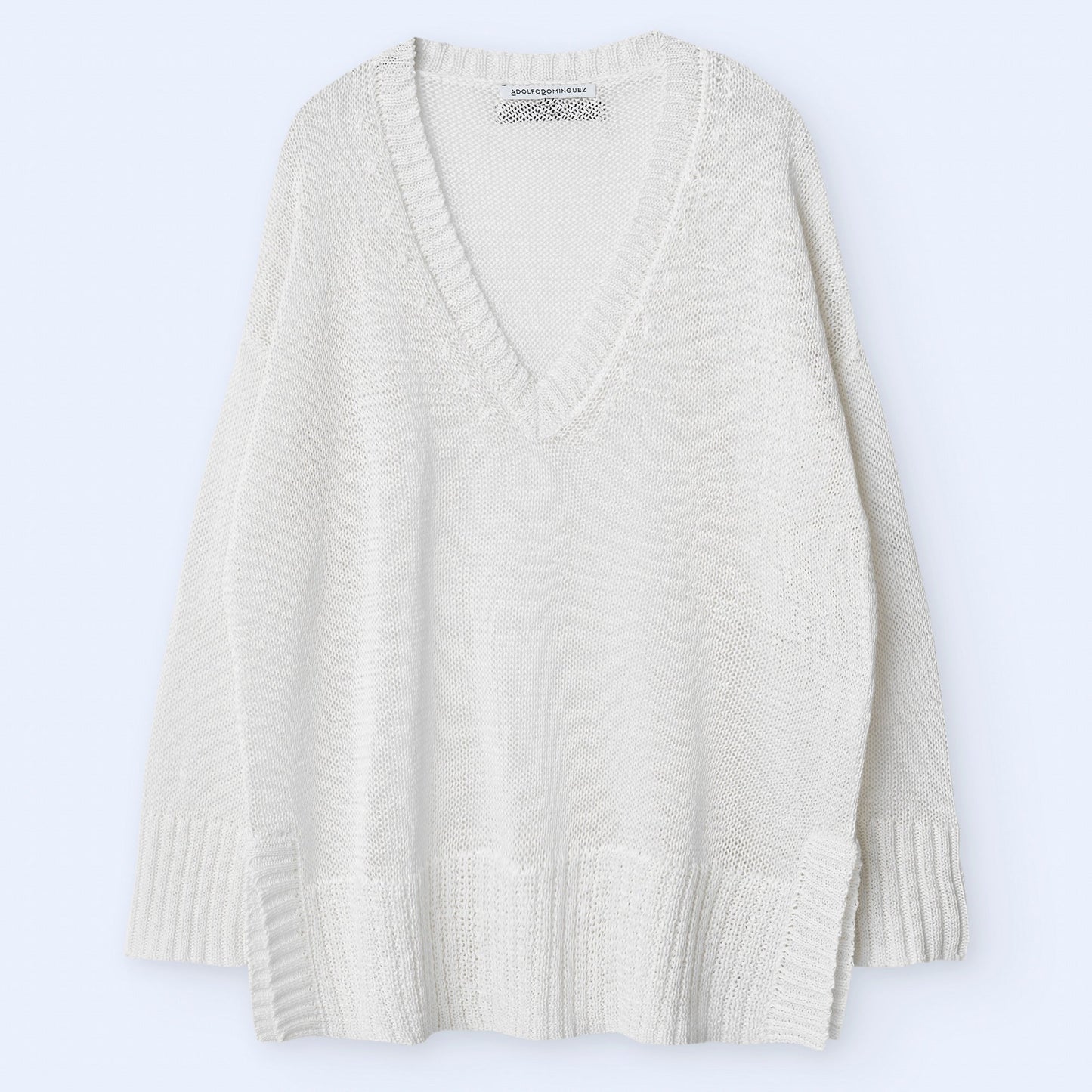 Beige V-neck wide fit sweater