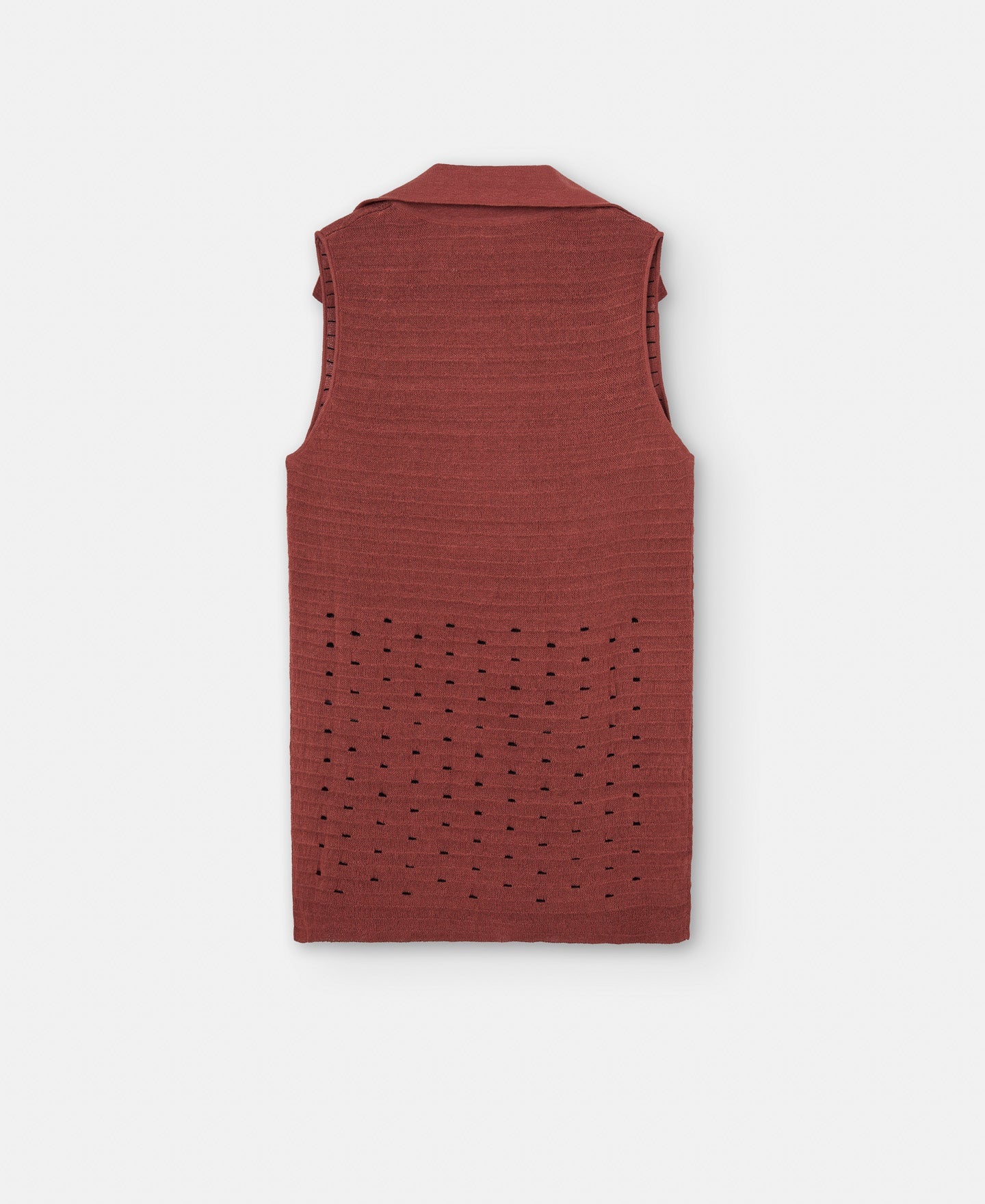 Brick Red Linen Knitted Openwork Top