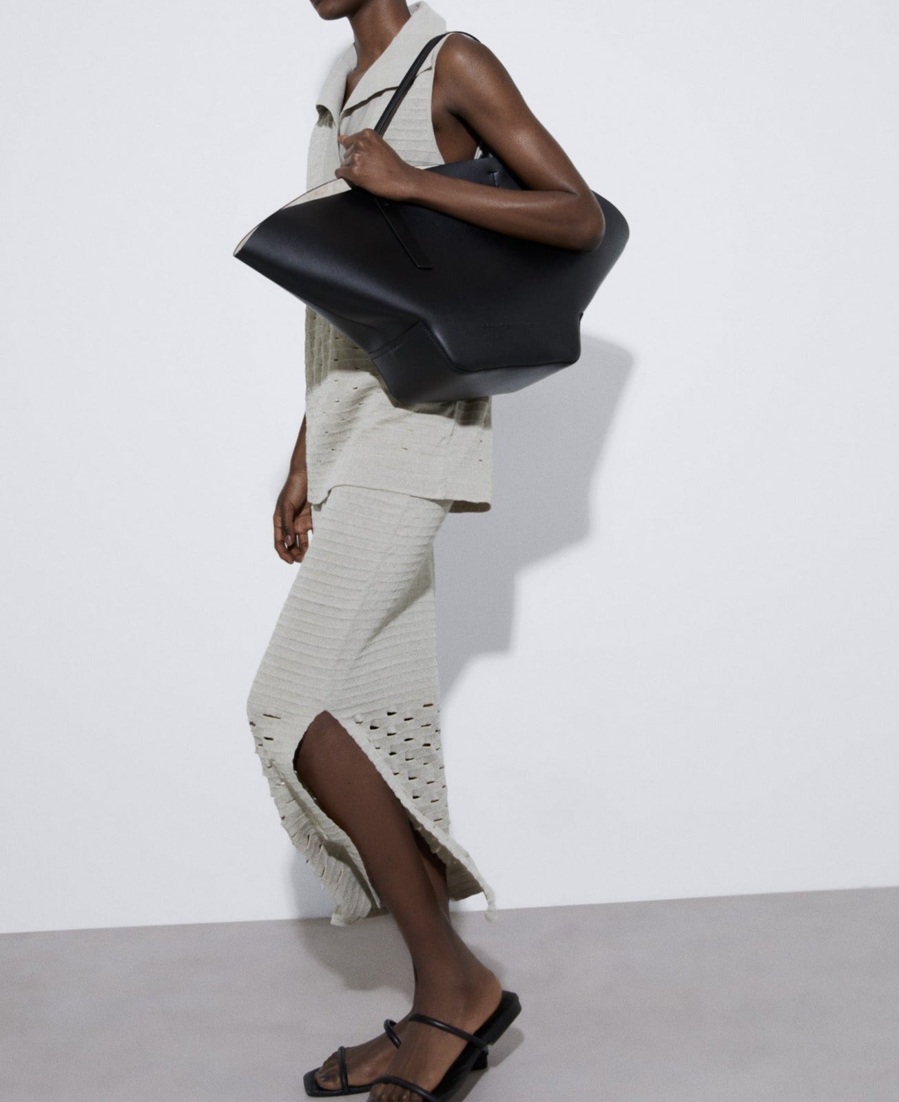 Sand Linen Knitted Openwork Top