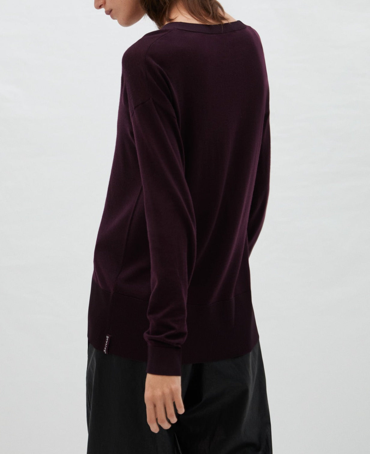 Maroon V-Neck Sweater In Merino Wool