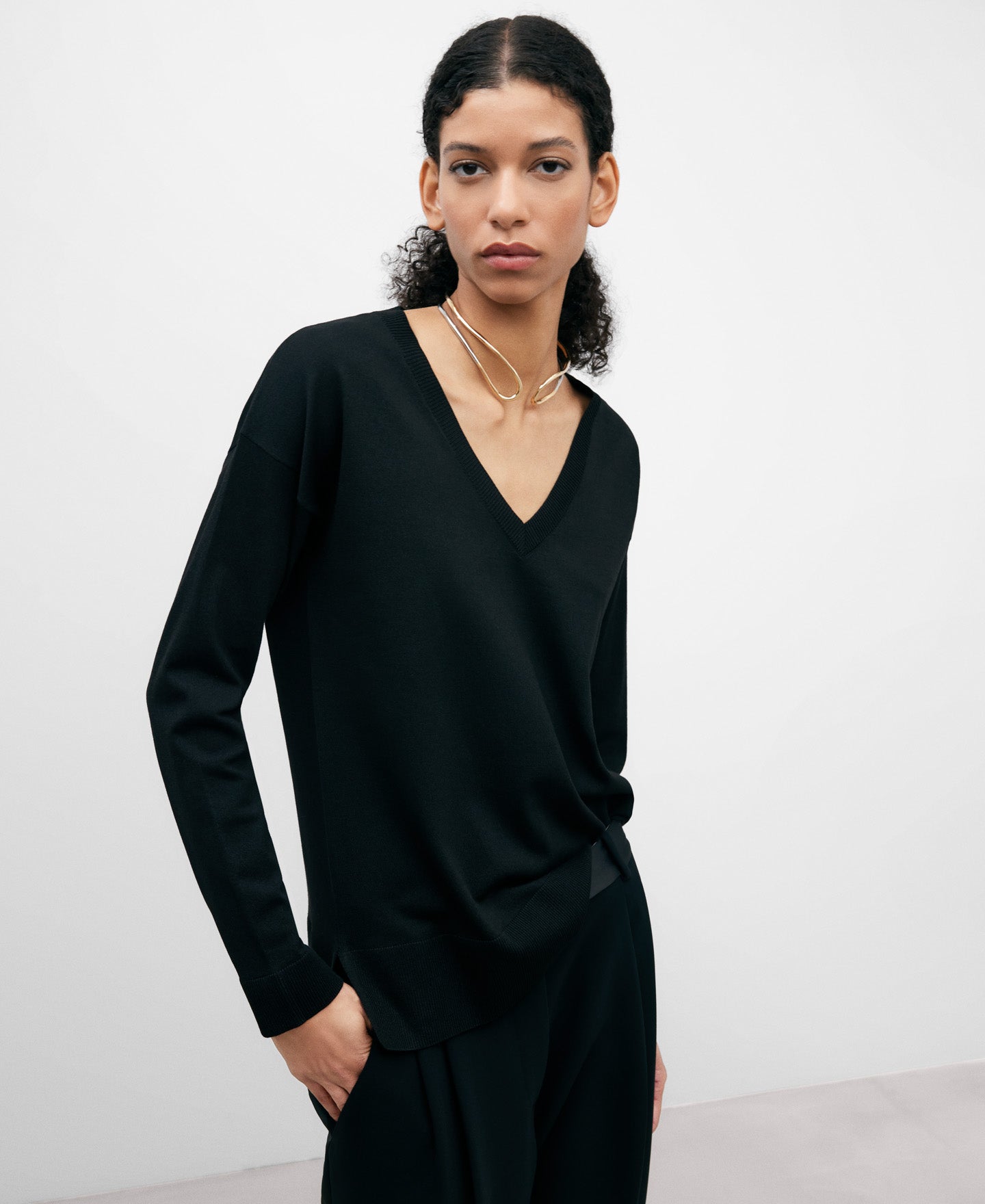 V-Neckline Viscose Sweater Woman