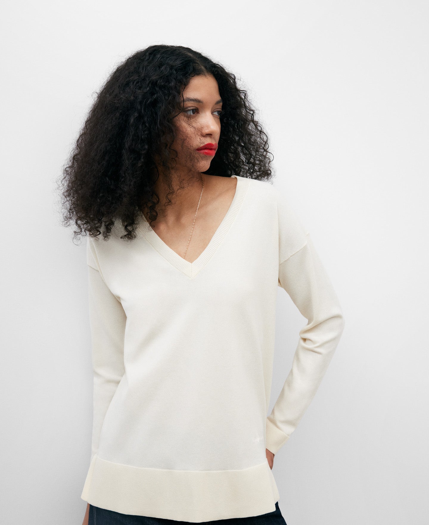 Ice V-Neckline Viscose Sweater Woman