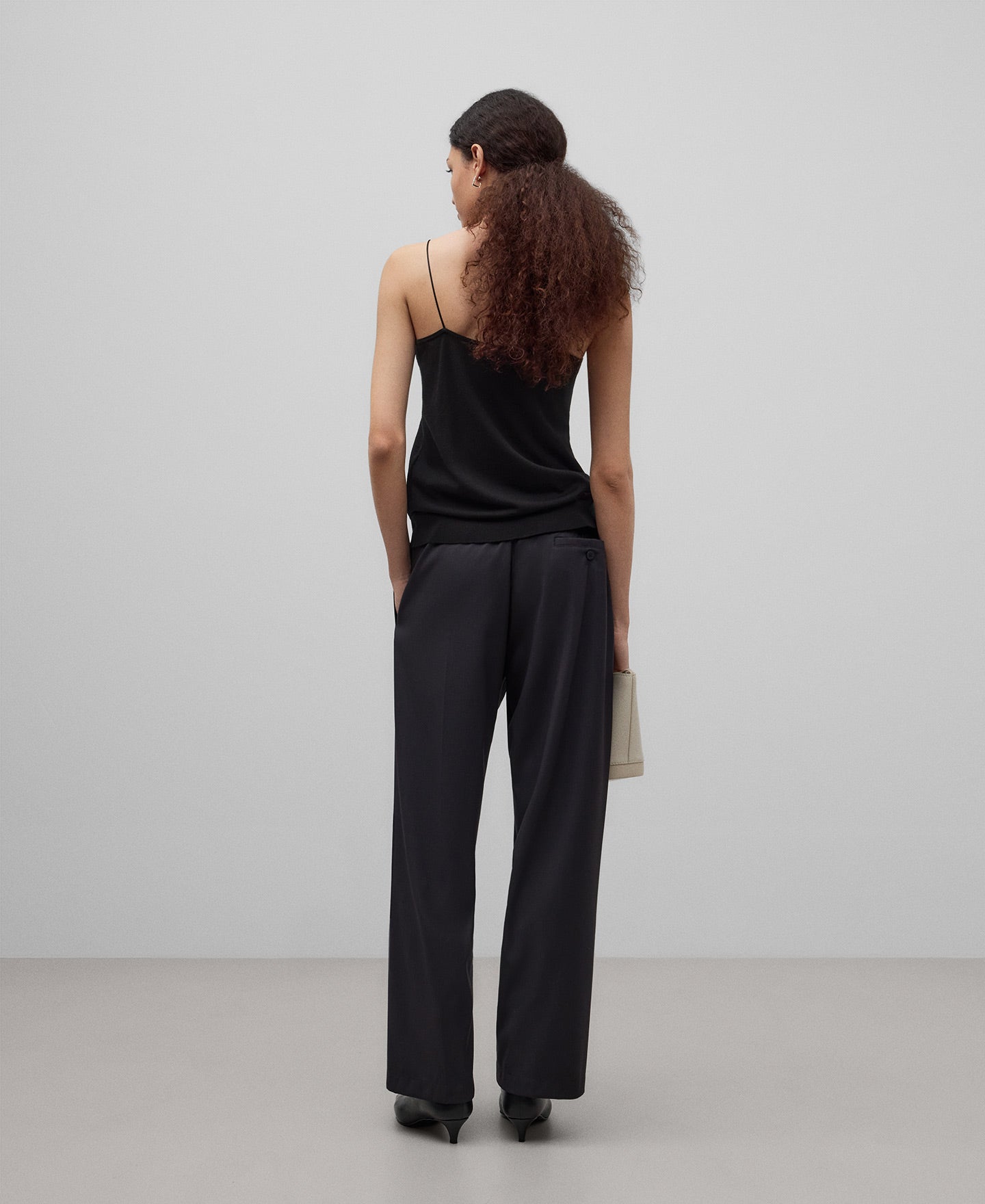 Merino wool and silk knit top woman in black