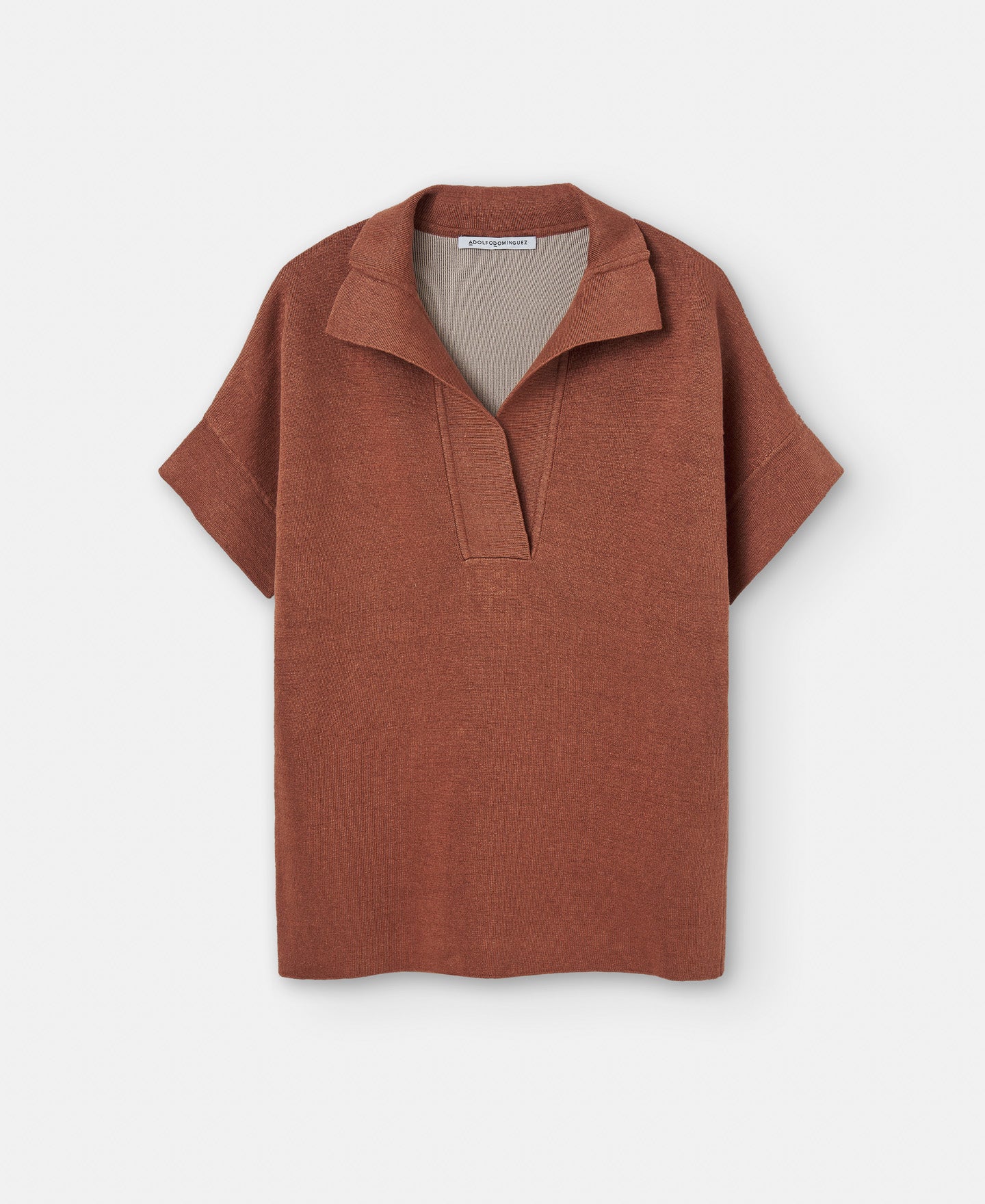 Tobacco Short Sleeve Linen Sweater