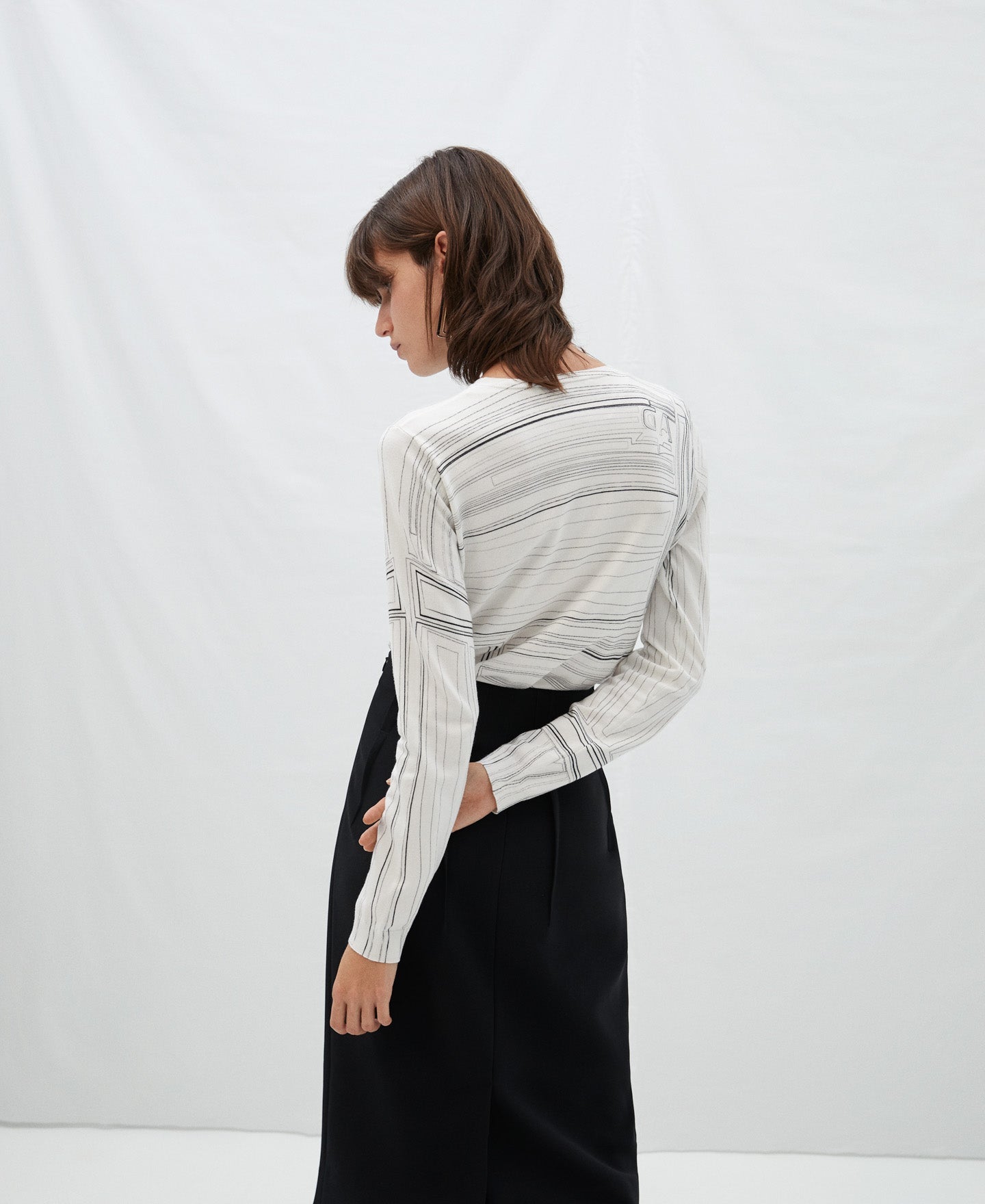 Beige Viscose Printed Sweater