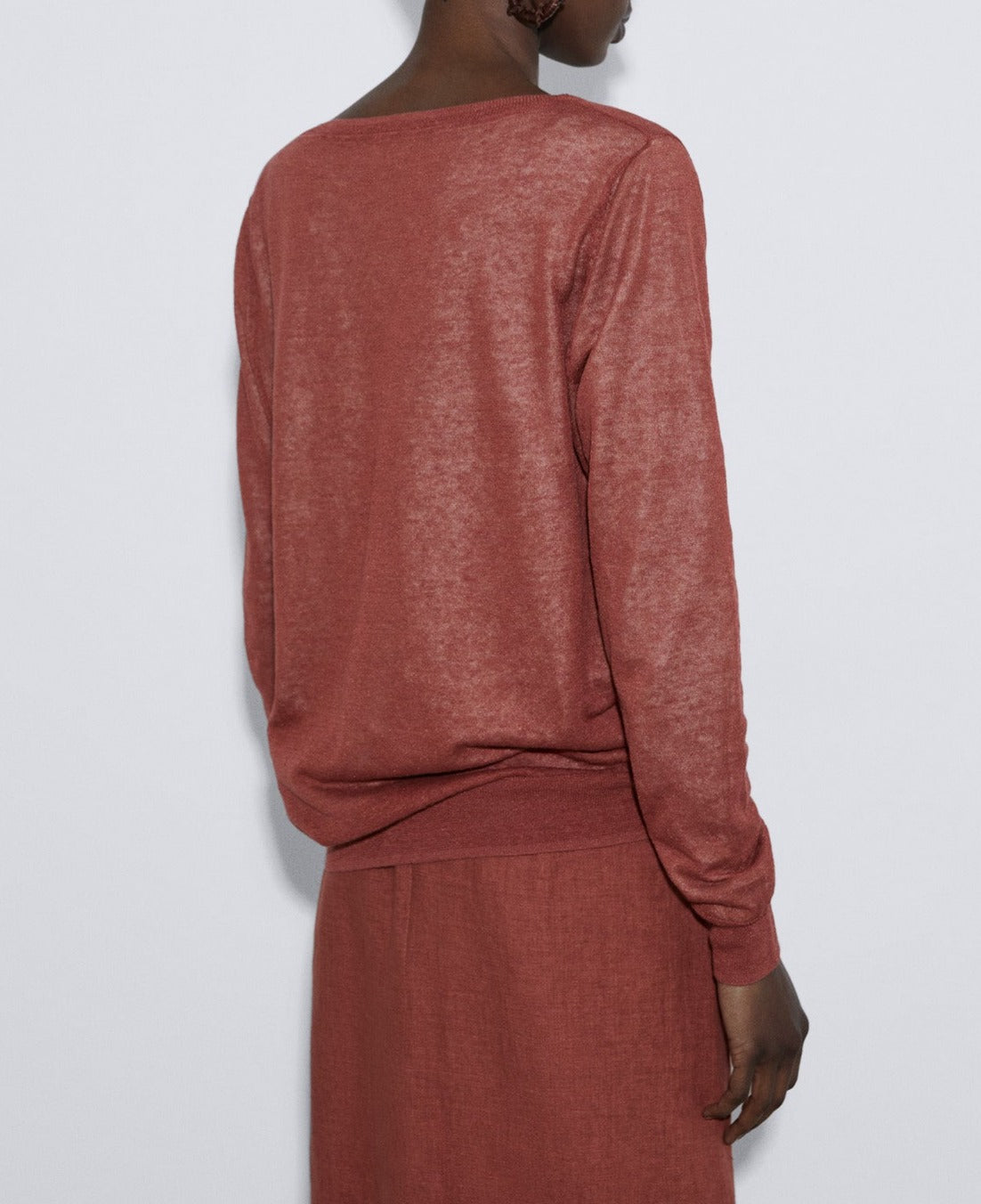 Brick Red Fine Linen Sweater