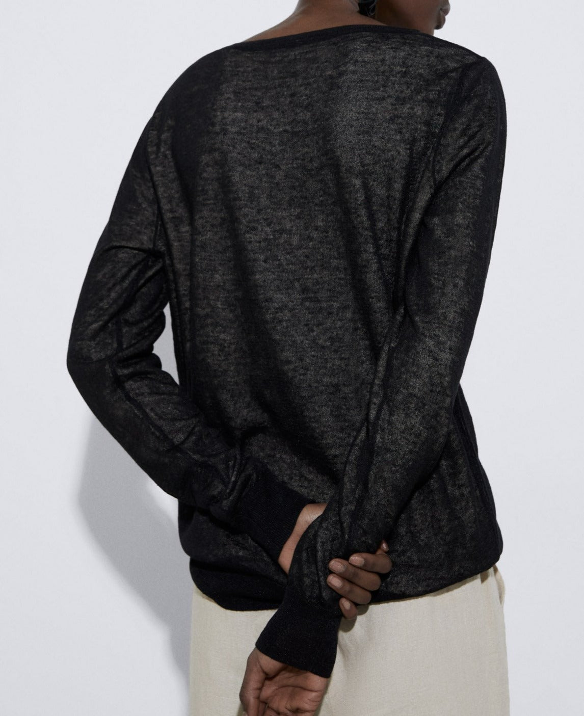Black Fine Linen Sweater