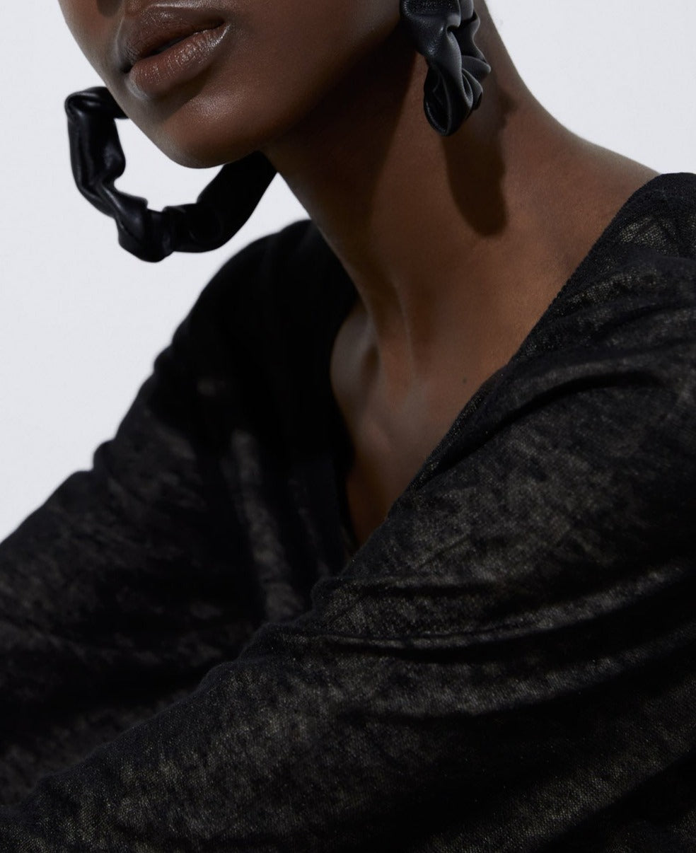 Black Fine Linen Sweater