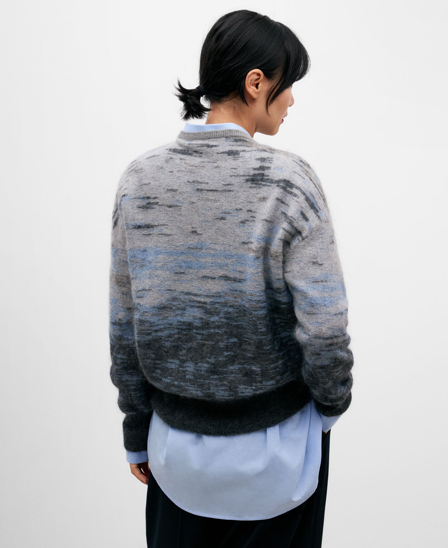 Grey Melange Mohair Sweater For Women