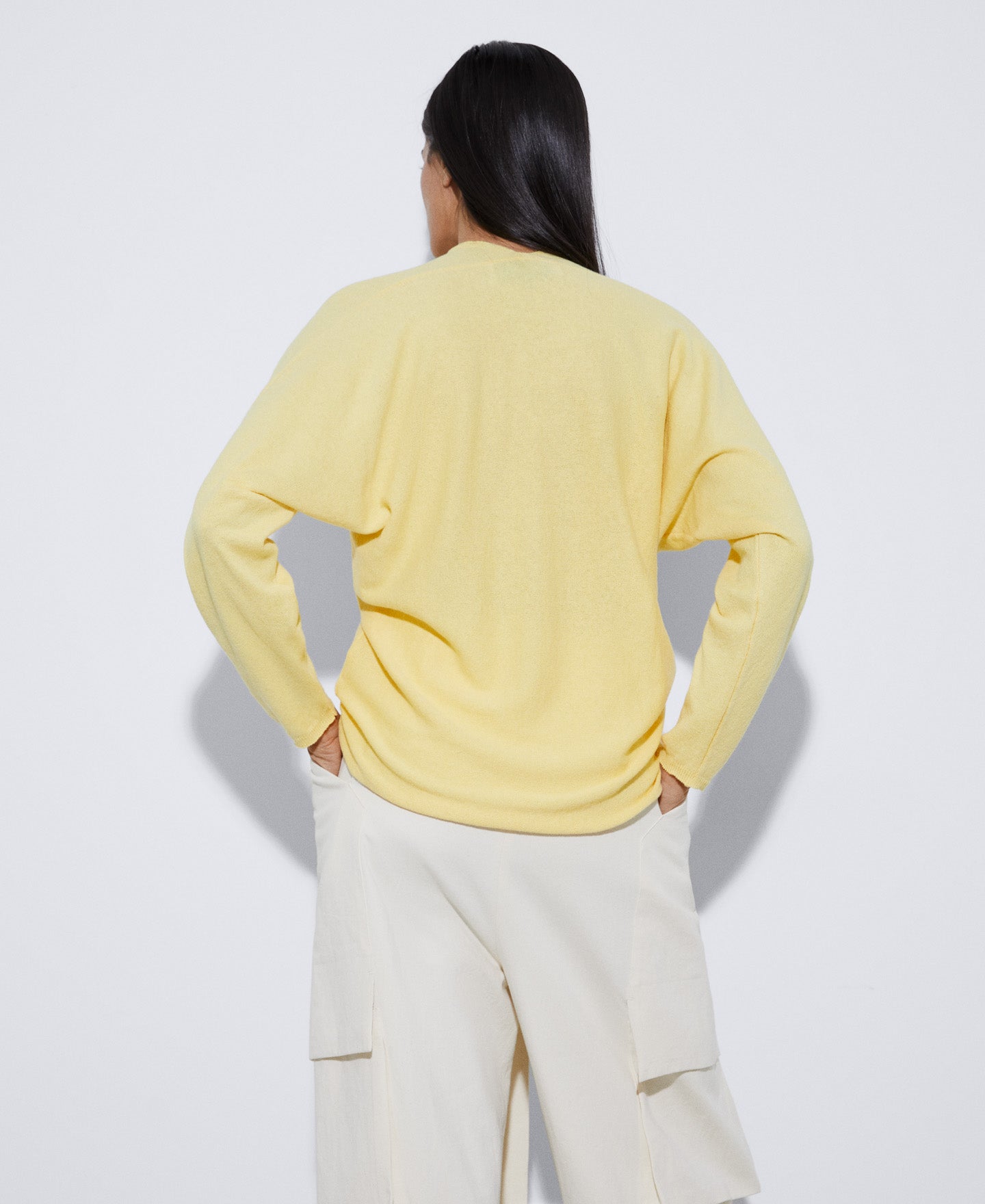 Light Yellow Organic Cotton And Linen Sweater