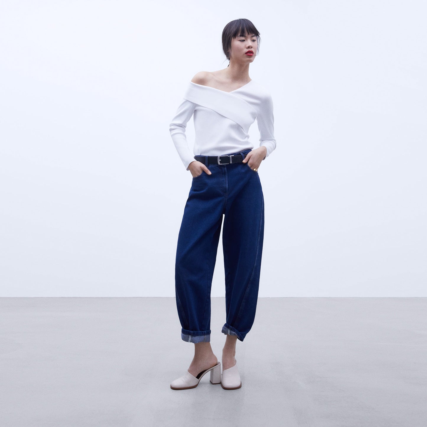 Elegant Ivory Asymmetrical Knit