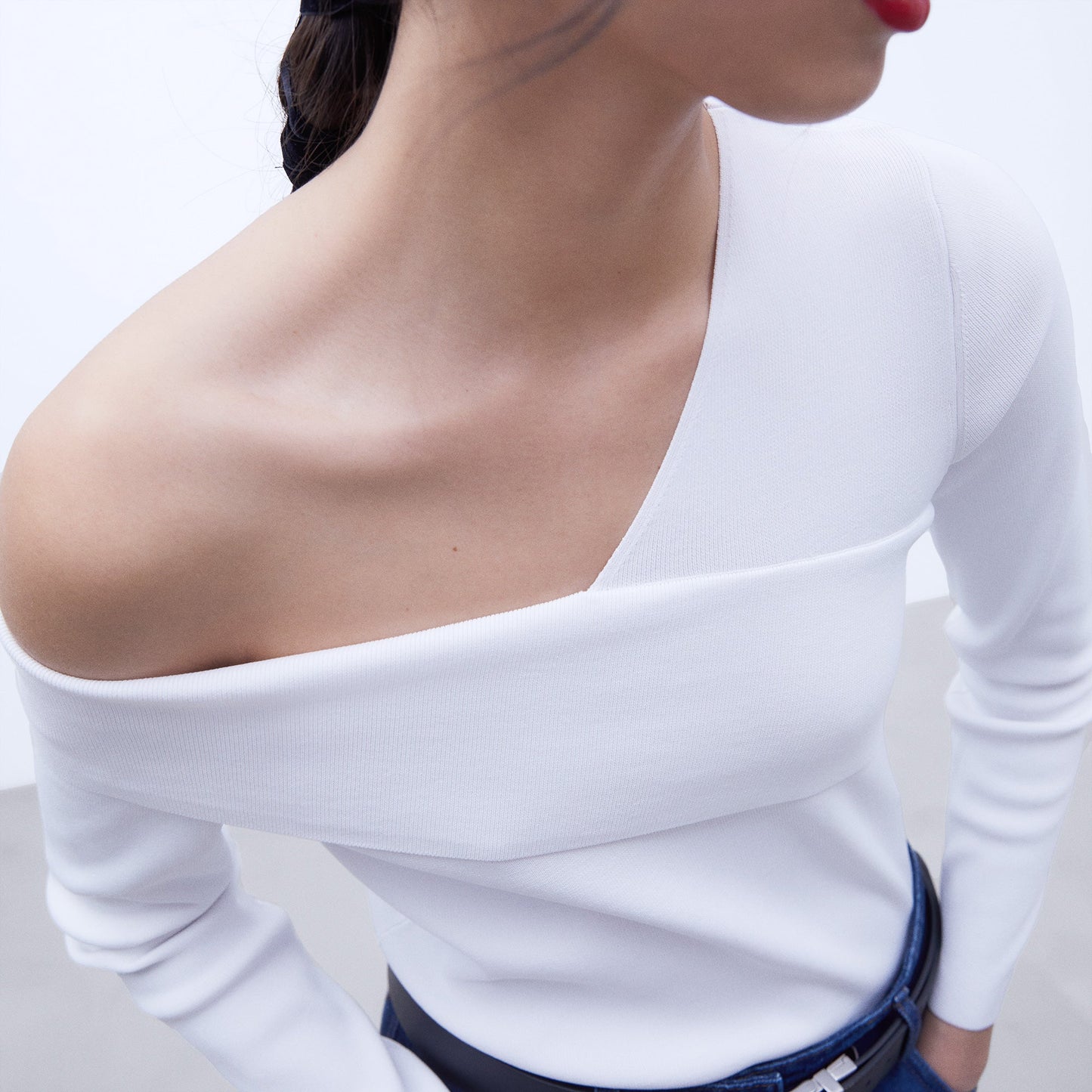 Elegant Ivory Asymmetrical Knit