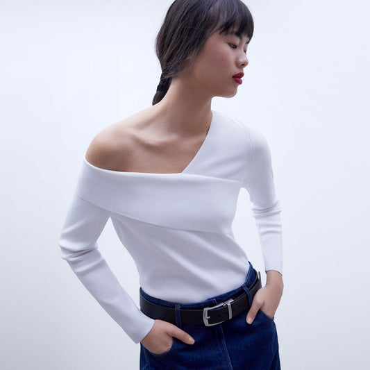 Elegant Ivory Asymmetrical Knit