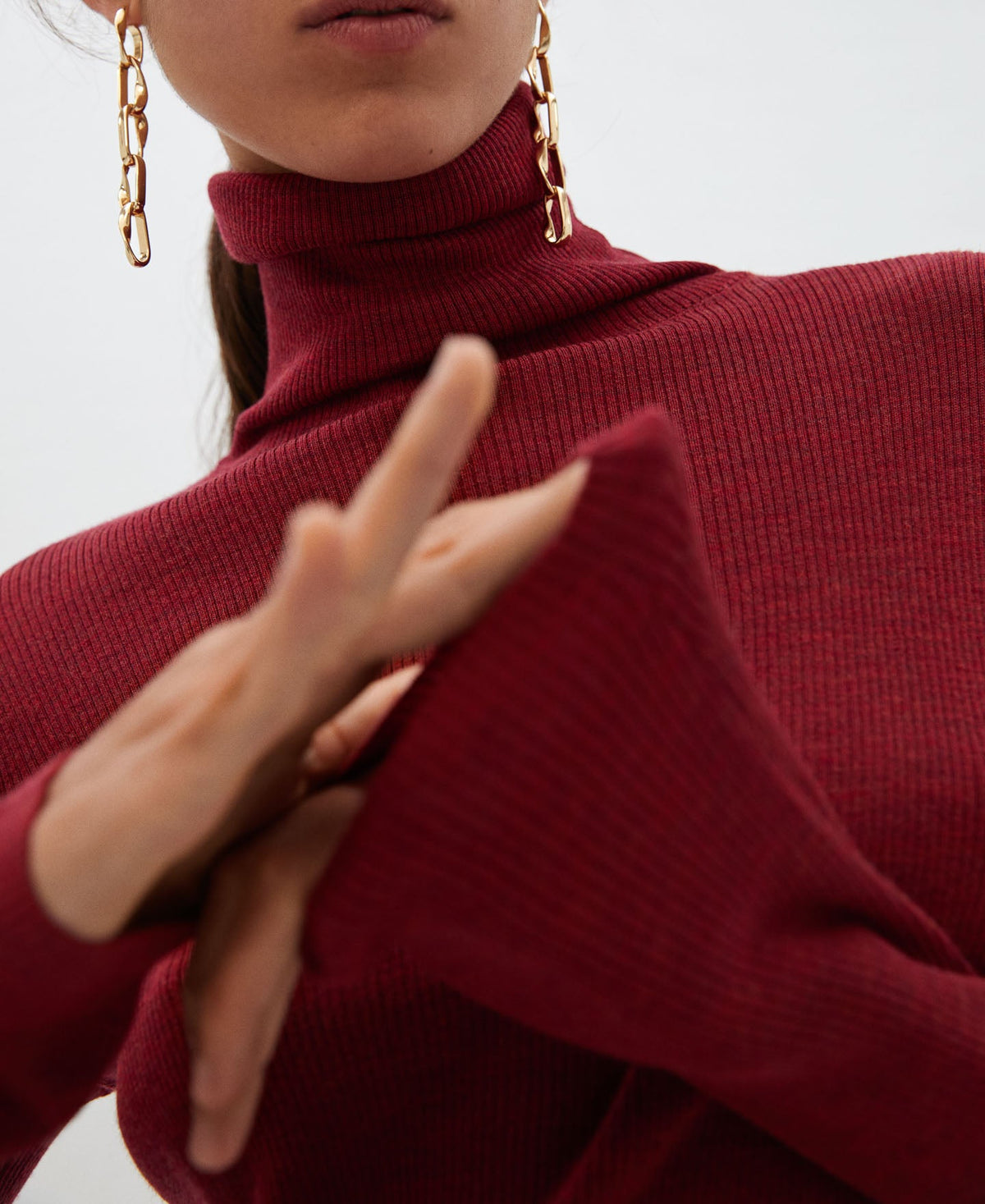 Maroon Merino Wool Turtleneck Sweater