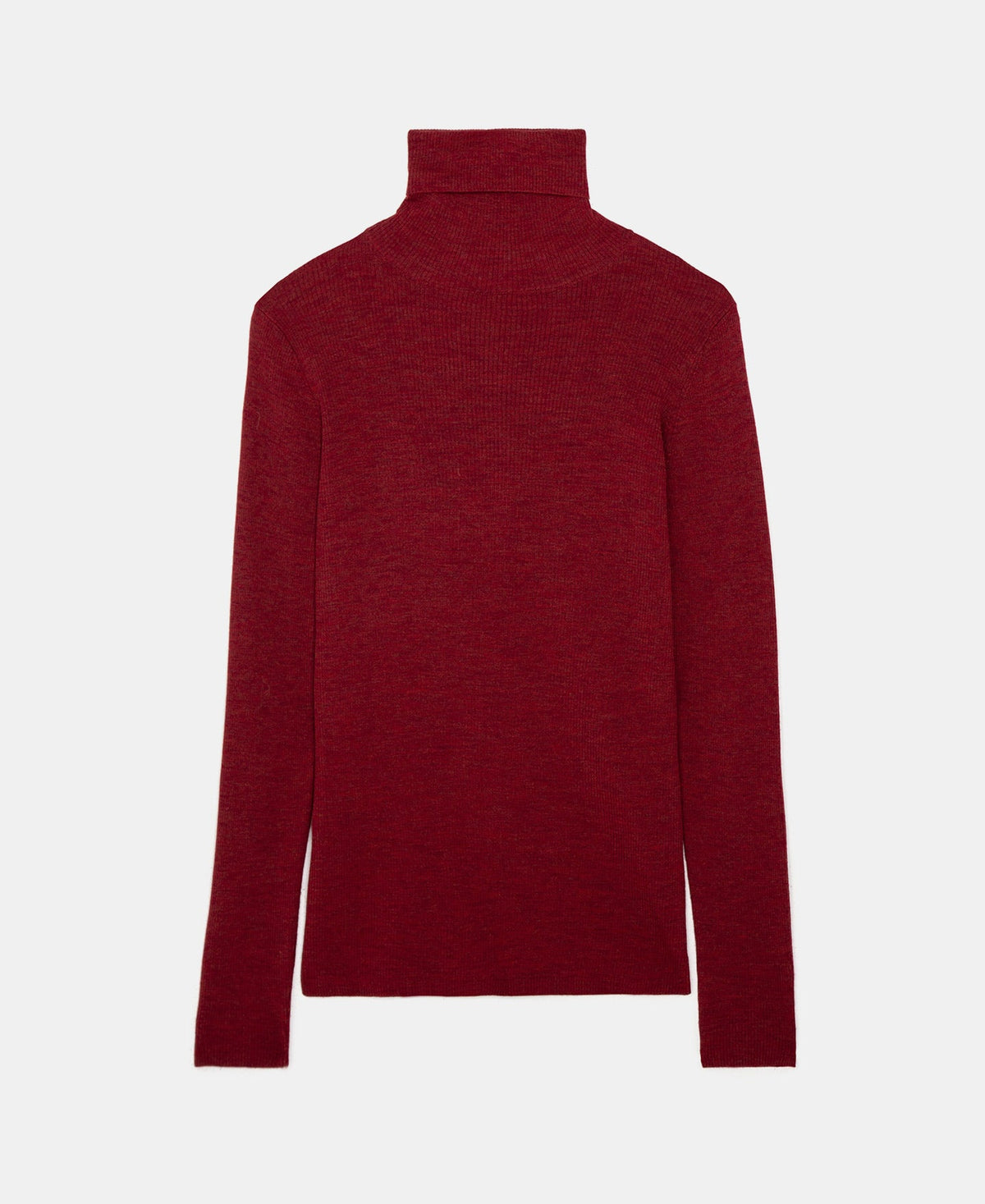 Maroon Merino Wool Turtleneck Sweater