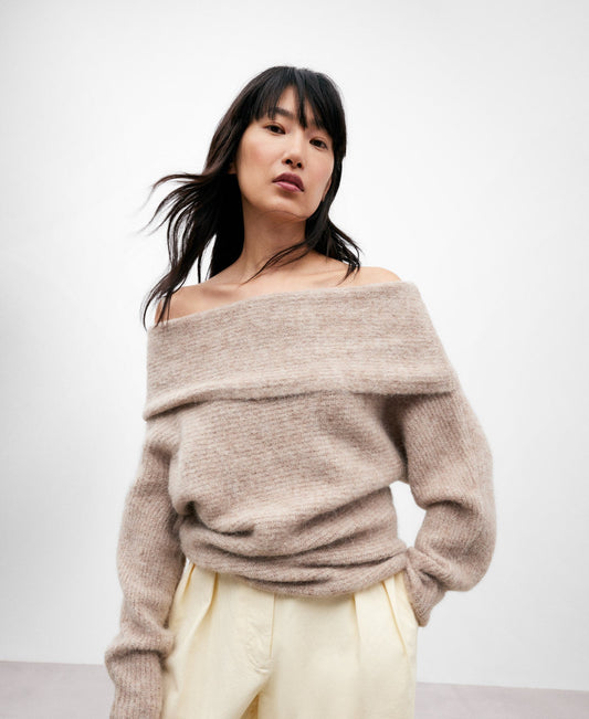 Stone Knitted Sweater In Alpaca Fabric